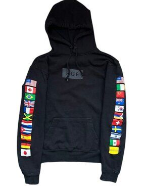 HUF Flags Hoodie, Black, Size S